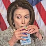 Nancy Pelosi drinking hand sanitizer
