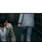 Kazuma Kiryu Slams a Desk and leaves (white box) GIF Template