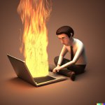 Burning laptop