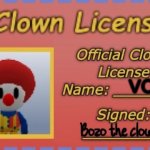 Clown License Template | VOX | image tagged in clown license template | made w/ Imgflip meme maker