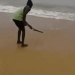 guy sweeping ocean meme