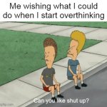 Can You Like Shut Up? | Me wishing what I could do when I start overthinking | image tagged in can you like shut up,meme,memes,humor,relatable | made w/ Imgflip meme maker