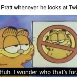 Garfield wonders | Chris Pratt whenever he looks at Twitter: | image tagged in garfield wonders | made w/ Imgflip meme maker