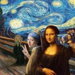 Mona Lisa girl in a Pearl earring scream photobomb meme