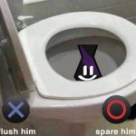 flush or spare the funky little tie man