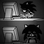 Sonic looks at computer and regrets meme