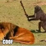 Monkey lion | VAKS INDUCED SHINGLES; COOF | image tagged in monkey lion | made w/ Imgflip meme maker
