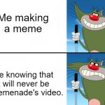 Too bad my meme never got in Memenade's video | Me making a meme; Me knowing that it will never be in Memenade's video. | image tagged in disappointed jack,memenade | made w/ Imgflip meme maker
