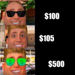 Ur Money Is | $0; $10; $100; $105; $500; $10000; $99999999999999999999 | image tagged in mr incredible becoming rich 2 0 | made w/ Imgflip meme maker