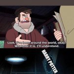 I feel like i'm the only person in the world that doesn't watch harry potter | PEOPLE: WANNA TALK ABOUT STUFF? I'M SURE YOU'LL UNDERSTAND
ME: HARRY POTTER | image tagged in gravity falls understanding | made w/ Imgflip meme maker