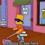 Nothing to see here | ALP HQ; WEF TREATY; AEC process failures; TOM ROGERS | image tagged in nothing to see here | made w/ Imgflip meme maker