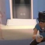 Scout laughing with spy behind him