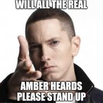 Eminem video game logic | WILL ALL THE REAL AMBER HEARDS PLEASE STAND UP | image tagged in funny | made w/ Imgflip meme maker
