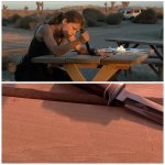 SARAH CONNOR CARVES PICNIC TABLE