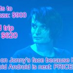 Radiohead's Jonny Greenwood face because Paranoid Android is next! | Tickets to 
Lollapalooza: $900; Round trip airfare: $620; The look on Jonny's face because he knows 
Paranoid Android is next: PRICELESS!! | image tagged in jonny greenwood,radiohead,lollapalooza | made w/ Imgflip meme maker