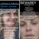 SacramentoDoGFucKeR Jillian LeAnn QuisT Jones FUCKS DOGS meme