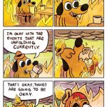 This is Fine Dog | Me going to a new school be like: | image tagged in this is fine dog,school | made w/ Imgflip meme maker