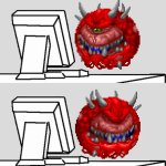 Cacodemon Looks At Computer template