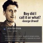 George Orwell doublethink meme