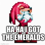 Knucks | HA HA I GOT THE EMERALDS | image tagged in gifs,not funny | made w/ Imgflip video-to-gif maker