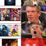 Demon Slayer Fights animation Per season | image tagged in surprised guy meme fixed boxes | made w/ Imgflip meme maker