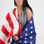 Patriotic Woman Flag color black American