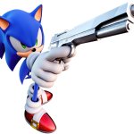 Sonic Holding a Gun