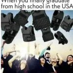 American high school graduation meme