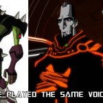 10 years of Uprising, RIP Derrick J Wyatt, and you know this guy from Transformers Animated | WELL, HE PLAYED THE SAME VOICE ACTOR | image tagged in tron uprising general tesler,transformers,transformers animated | made w/ Imgflip meme maker