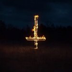 Burning upside-down cross