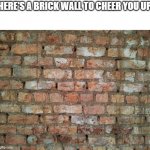 Brick wall | HERE'S A BRICK WALL TO CHEER YOU UP | image tagged in brick wall | made w/ Imgflip meme maker