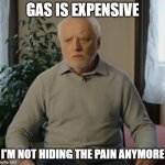 Harold Not Hiding the Pain | GAS IS EXPENSIVE; I'M NOT HIDING THE PAIN ANYMORE | image tagged in not hide the pain harold | made w/ Imgflip meme maker