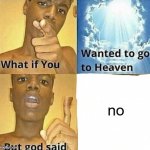 no | no | image tagged in what if you wanted to go to heaven | made w/ Imgflip meme maker