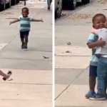 baby running and hugging