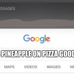 Its not good | NO IS PINEAPPLE ON PIZZA GOOD? | image tagged in so you know how some sins are unforgivable | made w/ Imgflip meme maker