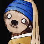 Sloth with a pearl earring