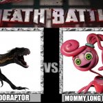 Indoraptor vs Mommy Long Legs | INDORAPTOR MOMMY LONG LEGS | image tagged in jurassic park,jurassic world,hybrid,poppy playtime,crossover,death battle | made w/ Imgflip meme maker