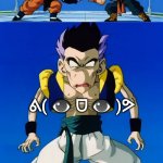 •-• | 👁; ᕕ( ՞ ᗜ ՞ )ᕗ; ᕕ( 👁 ᗜ 👁 )ᕗ | image tagged in fusion failure,dbz fusion,fusion,dbz,emoticons,emoji | made w/ Imgflip meme maker