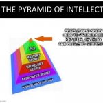 pyramid of intellect | PEOPLE WHO KNOW HOW TO PRONOUNCE REALTOR, JEWELRY AND NUCLEAR CORRECTLY | image tagged in pyramid of intellect | made w/ Imgflip meme maker