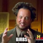Because...Birbs | BIRBS | image tagged in memes,ancient aliens,birbs | made w/ Imgflip meme maker