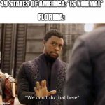 we dont do that here | 49 STATES OF AMERICA: *IS NORMAL*; FLORIDA: | image tagged in we dont do that here | made w/ Imgflip meme maker