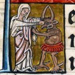 Virgin Mary punching the devil