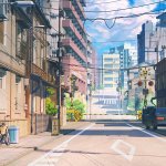 Anime city at noon background