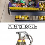 cadbury | WHAT PARENTS SEE :; GRENADES; WHAT KIDS SEE : | image tagged in cadbury | made w/ Imgflip meme maker