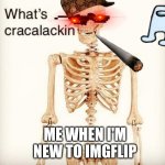 What's cracalackin | ME WHEN I'M NEW TO IMGFLIP | image tagged in what's cracalackin | made w/ Imgflip meme maker