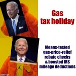Gas tax holiday vs. alternatives meme