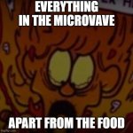 WHERE'S MY MEATBALLS | EVERYTHING IN THE MICROVAVE; APART FROM THE FOOD | image tagged in where's my meatballs | made w/ Imgflip meme maker