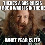 What Year Is It Meme | THERE'S A GAS CRISIS AND ROE V WADE IS IN THE NEWS WHAT YEAR IS IT? | image tagged in memes,what year is it | made w/ Imgflip meme maker