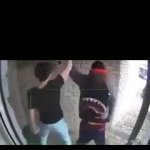 Guys dancing on doorway camera meme