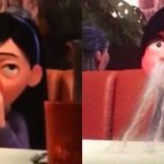 Violet from The Incredibles Spitting out Drink
